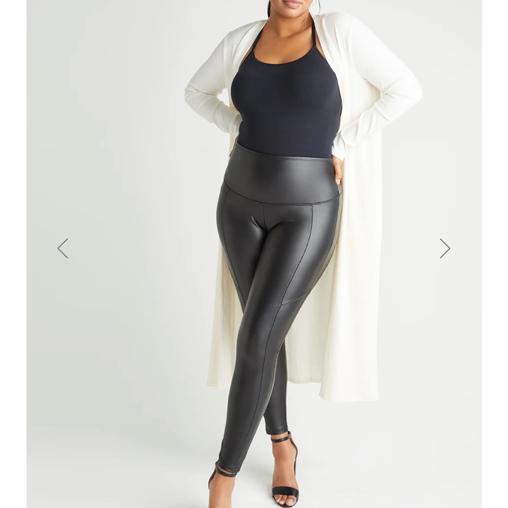 Yummie faux leather legging front & back seams 2X XXL new - Picture 2 of 6